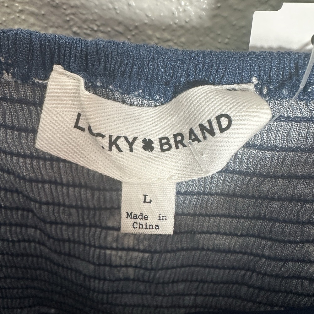 NEW LUCKY BRAND Dress Sz Large Blue Medallion Print Midi Sleeveless Boho Coastal - Picture 6 of 7